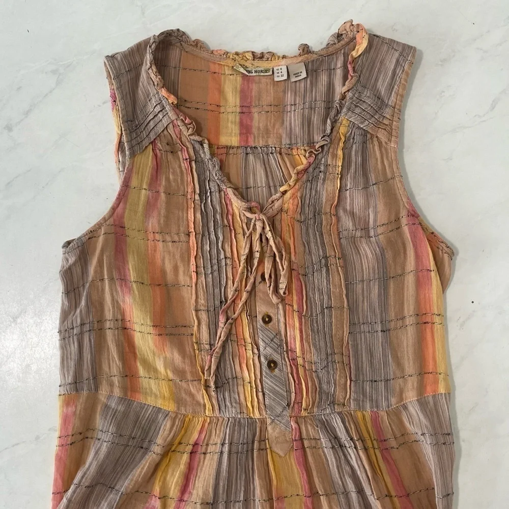 Anthropologie Holding Horses Orange Pink Plaid Faye Tank Top Size 0 - Picture 4 of 7